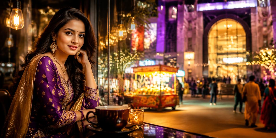 Excited players playing rummy at a vibrant night market in Delhi