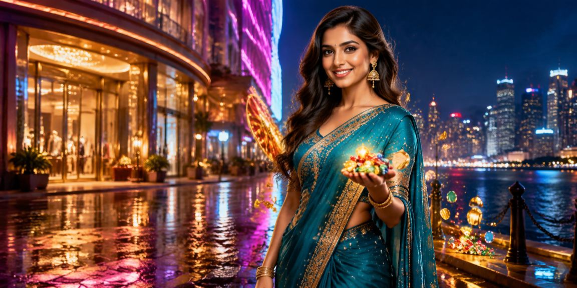 Mobile casino app user enjoying gaming in traditional saree