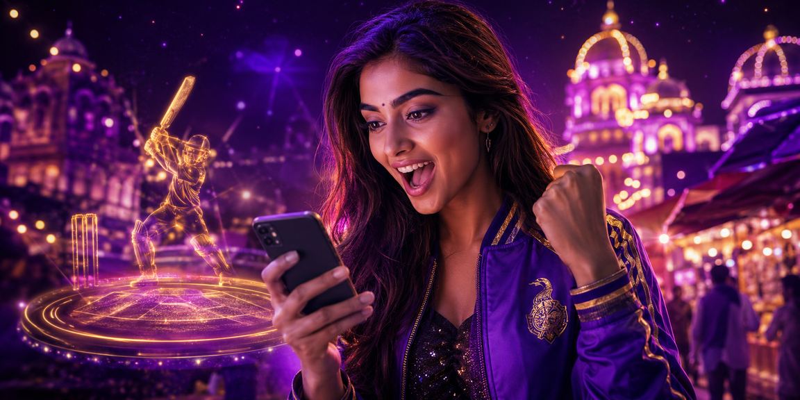 Young woman betting on cricket lottery at home in India