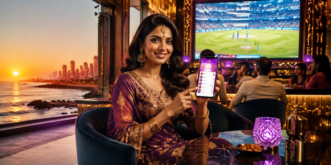 Cricket stadium lit up in India, fans cheering for live cricket betting